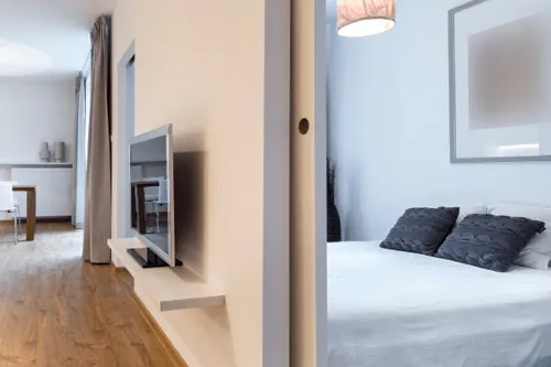 Spotless empty bedroom and living area after an end of tenancy deep clean