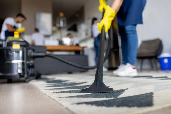 Butlers cleaning team deep cleaning a client’s living room